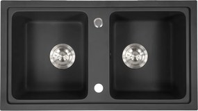 Tia szögletes két medencés gránit mosogató fekete