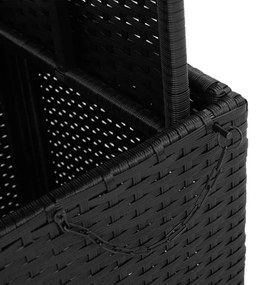 fekete polyrattan és akácfa kerti asztal 110 x 110 x 71 cm