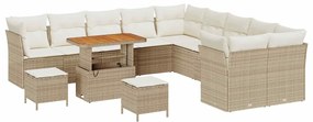 vidaXL Kerti Kanapé Szett 13 pcs Bézs polirattan