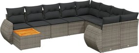 vidaXL 10 részes szürke polyrattan kerti ülőgarnitúra párnákkal