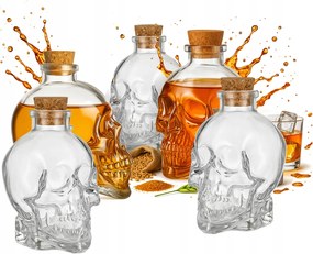 5x Üveg Karafka Koponya 400ml Alkoholos Palackok Bor Ajándék Dekoráció