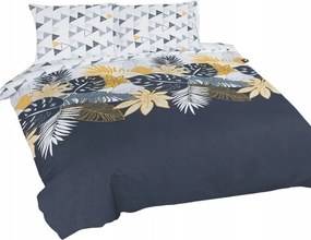 Pamut ágyneműhuzat 220x200 Universal Virágok a sötétkéken