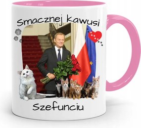 Donald Tusk Rózsaszín Bögre Platform Ajándék fényképes nyomtatással
