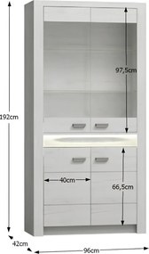 Vitrines szekrény, kőris fehér, INFINITY I-03