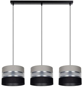 Csillár zsinóron CORAL 3xE27/60W/230V szürke és fekete