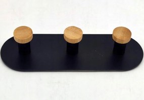 Fürdőszobai akasztó hármas akasztó Aqua Mercado fekete szín fa