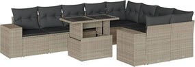 vidaXL 10 részes világosszürke polyrattan kerti ülőgarnitúra párnákkal