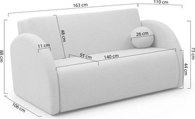 Nubi ágyazható kanapé 3 személyes 140 cm, ágyneműtartós - világos bézs boucle Quelle 03