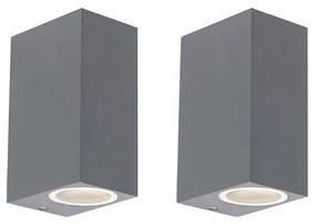 2 db modern fali lámpa szett sötétszürke 2-lámpás IP44 - Baleno