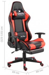 piros PVC forgó gamer szék lábtartóval