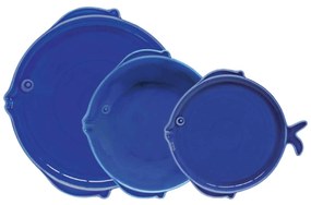 18 részes Porcelán mediterrán étkészlet hal alakú tányérokkal blue