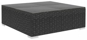 12-részes fekete polyrattan kerti bútorszett párnákkal