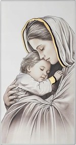 Vászonkép Szűzanya a gyermekkel 12x24 cm Fára festett Gravírozás