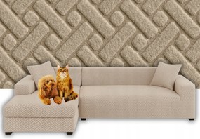 Sarokhuzat Kanapé Bézs Cappuccino Jacquard Rugalmas 3+3 személyes