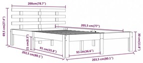 fehér tömör fa ágykeret 200x200 cm