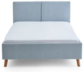 Világoskék kárpitozott franciaágy ágyráccsal 140x200 cm Piano – Meise Möbel