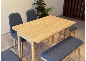 Étkezőgarnitúra(Kihúzható asztal, szék) (6 db) Vina Mini 03 1048 - Tölgy, Sötétkék