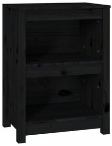 fekete tömör fenyőfa könyvszekrény 50x35x68 cm