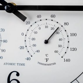 Fali óra hőmérővel és páratartalom-mérővel, 30 cm, 1xAA, fekete/fehér