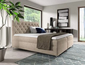 Boxspring ágy, 140x200, bézs Velvet szövet, GULIETTE + ajándék