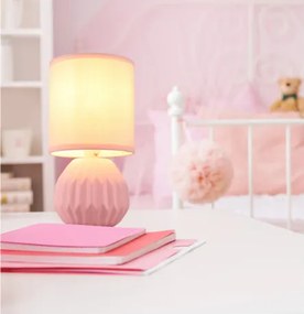 Globo 21730P Asztali lámpa, kerámia rózsaszín, textil rózsaszín, kábel PVC fehér, billenőkapcsoló a kábelen, ø: 120 mm, M: 230 mm, kábel hossza: 1300 mm, 1xE14 40W 230V izzó nélkül