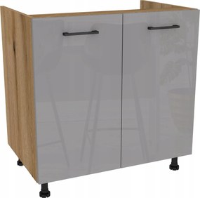 Konyhaszekrény alsó mosogató alá 80 Capri tölgy Evoke front szürke akril fényes