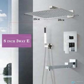 Zuhanypanel EYN PT04042 falba süllyesztett kivitelben, LED-világítással, többféle színváltozatban, például krómban és matt feketében — 20 cm — Mozgatható