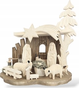 Nagy Fa Karácsonyi Kézzel Faragott Betlehem Karácsony 34x34 cm