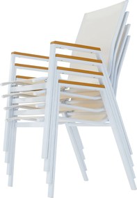 Kerti rakásolható szék, fehér acél/tölgy, BONTO
