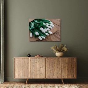 Egy csokor fehér tulipán képe (üvegen) (70x50 cm)