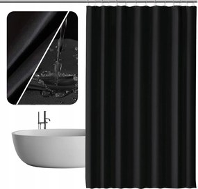 Zuhanyfüggöny Curtain , Penészálló, Vízálló Textil, Fekete, 100X200CM
