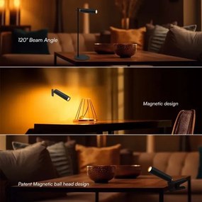 LED Dimmelhető mágneses asztali lámpa LED/3W/5V 4000K 1500 mAh fekete