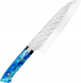 Takeshi Saji Strix Blue Acrylic Kézzel Kovácsolt Japán Santoku kés 18cm