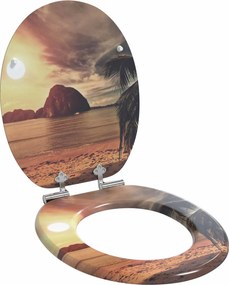vidaXL Lágy záródású WC ülőke Narancssárga 44 x 38 cm MDF lap