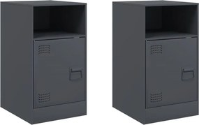 vidaXL 2 db antracitszürke acél éjjeliszekrény 34,5x39x62 cm