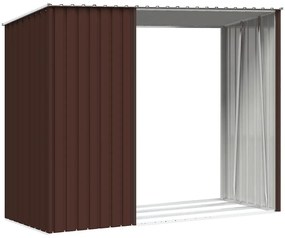 barna horganyzott acél kerti tűzifatároló 245 x 98 x 159 cm