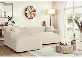 Bézs-krémszínű kordbársony sarokkanapé (bal oldali-heverő résszel) Martin – Ropez