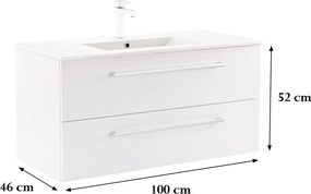 Vario Clam 100 alsó szekrény mosdóval fehér-fehér