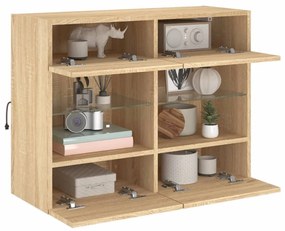 sonoma tölgy színű fali TV-szekrény LED-del 78,5 x 30 x 60,5 cm