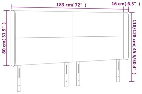 sötétbarna szövet LED-es fejtámla 183x16x118/128 cm