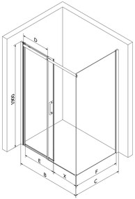 Mexen Omega Zuhanykabin Toló ajtóval    150 x 100 cm,  átlátszó üveg,  fekete  - 825-150-100-70-0 Toló ajtós