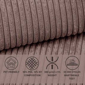 Lila kordbársony kinyitható-tárolóhelyes sarokkanapé (bal oldali-L alakú) Tonga – Maison de Rêve