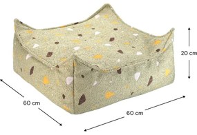 Zöld buklé-zsenília gyerek babzsákfotel Terrazzo Square – Wigiwama