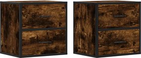 vidaXL 2db füstös tölgy színű fali éjjeliszekrény 40 x 31 x 39,5 cm