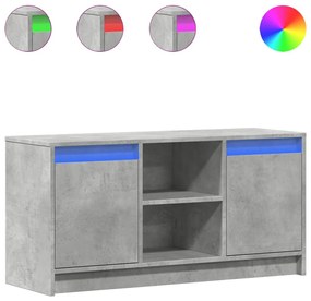 betonszürke szerelt fa TV-szekrény LED-ekkel 100 x 34 x 50 cm