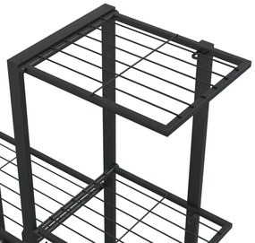 fekete acél virágtartó állvány kerékkel 94,5 x 25 x 92,5 cm