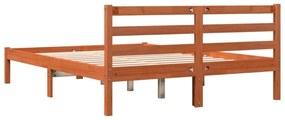 viaszbarna tömör fenyőfa ágy matrac nélkül 135 x 190 cm