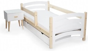 Gyerekágy MELA 80 x 160 cm, fehér–fenyő Matrac: EASYSOFT 8 cm matraccal, Ágyrács: Ágyrács nélkül