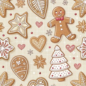 Pamut ágynemű GINGERBREAD JOY bézs Ágyneműhuzat mérete: 70 x 90 cm | 140 x 200 cm