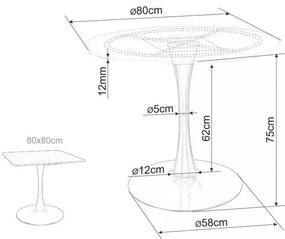 Espero étkezőasztal - négyzet, fekete márvány / fekete